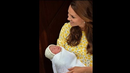 Catherine, Duchess of Cambridge holds her newly-born daughter, her second child with Britain's Prince William, Duke of Cambridge.