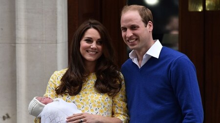 Prince William, Duke of Cambridge, and his wife Catherine, Duchess of Cambridge show their newly-born daughter, their second child, to the media outside the Lindo Wing at St Mary's Hospital in central London, on May 2, 2015.