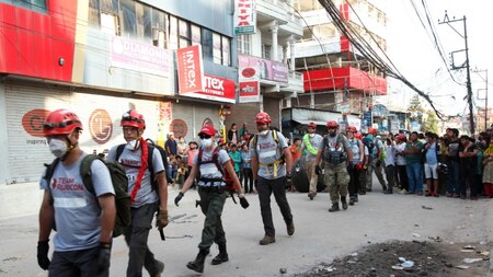 Around thirty Team Rubicon members for search and rescue operation in Mitr Nagar, Buspark, Kathmandu.