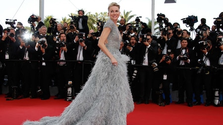 Wearing a soft, fringed sliver Ellie Saab gown, British actress Naomi Watts looked stunning (AFP)