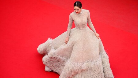 Thai actress Araya Hargate chose a dramatic gown with delicate embroidery from the Ashi Studio Spring 2015 Couture line. Image Credit: Getty Images