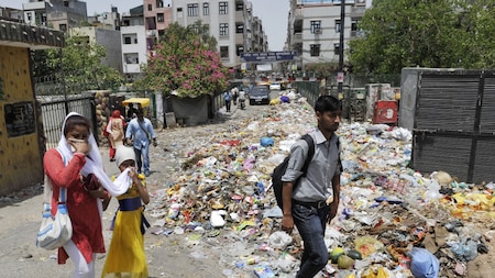 Garbage piled up over the  last few days at Laxmi nagar (East Delhi )