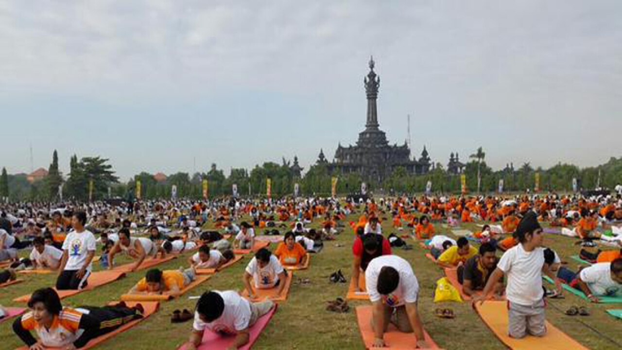 International Yoga Day in Bali. Credit: Narendra Modi Twitter