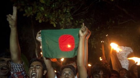 Jubilant crowd celebrated as Bangladesh and India swapped tiny islands of land
