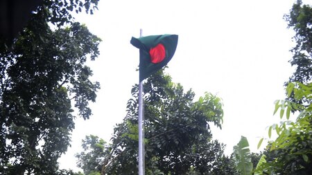 Upazila Nirbahi Office raises the national flag after Bangladesh and India swapped land