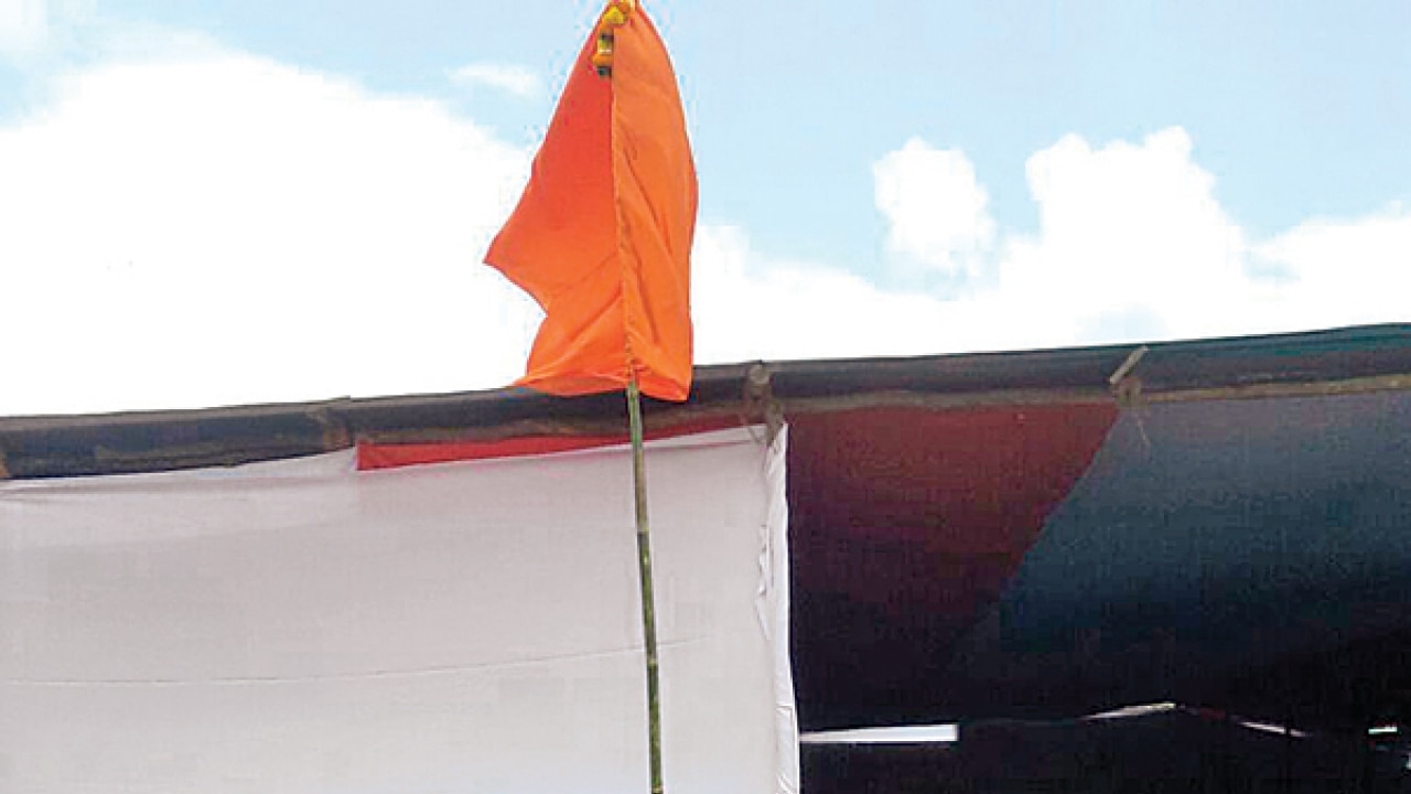 Flag hoisting of women's akhada a damp affair