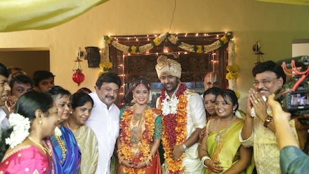 Actor Prabhu and his wife with the couple
