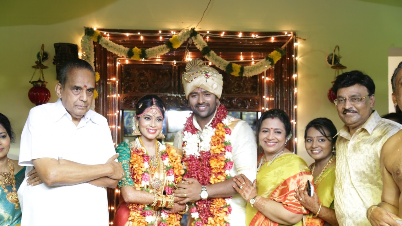 AVM Saravanan joins the couple on the joyous occassion