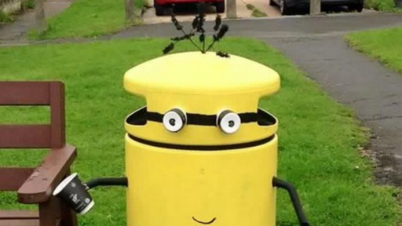 Man dresses bins as 'Minions' in United Kingdom
