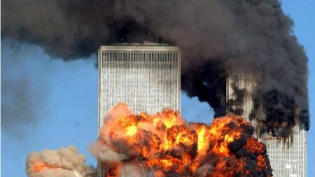 Hijacked United Airlines Flight 175 crashes into the World Trade Center