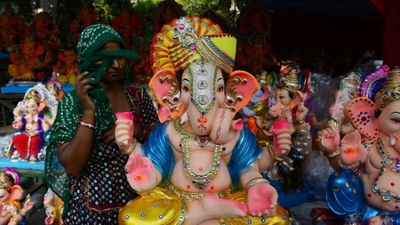 Colourful Ganesh idols for sale