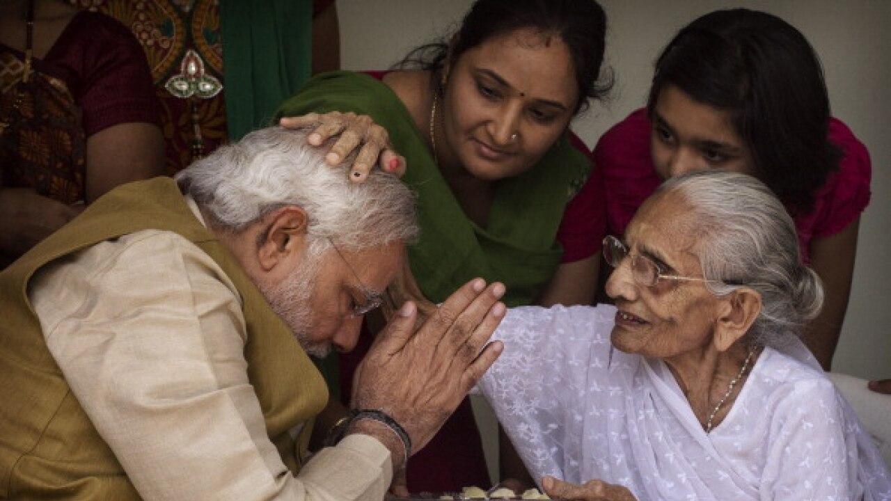 Narendra Modi seeks his mother's blessings