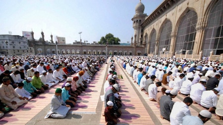 Muslim offering namaz in old city of Hyderabad
