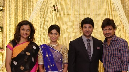 Actor Udhayanidhi Stalin, son of M. K. Stalin​ attended the reception.