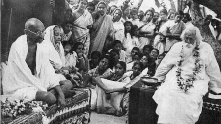 Mahatma Gandhi with Rabindranath Tagore
