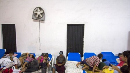 Evacuees remain at a shelter in Puerto Vallarta, Mexico