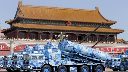 Military vehicles kept in order at China's Parade.