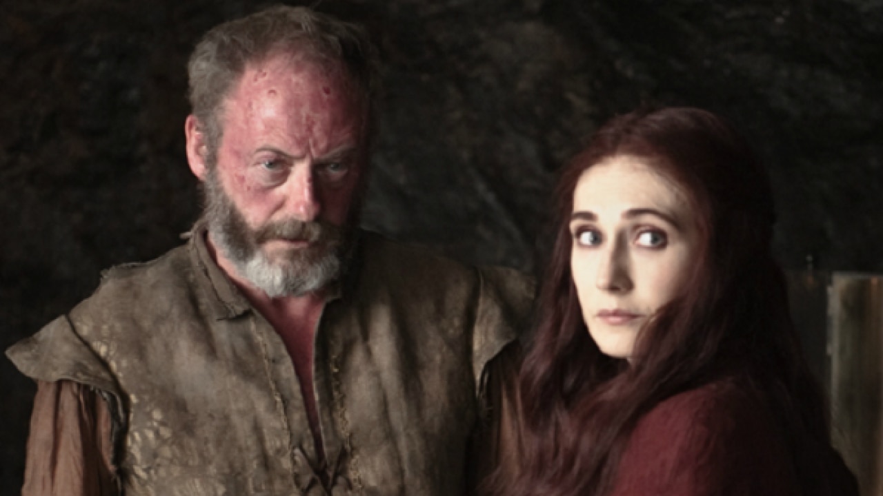 Melisandre and Ser Davos at each other's throats in 'Game of Thrones