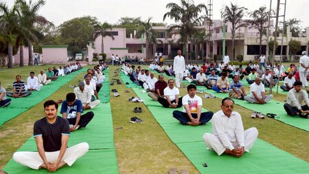 Government employees at a 2-day Yoga Training Camp in Sonipat on Saturday