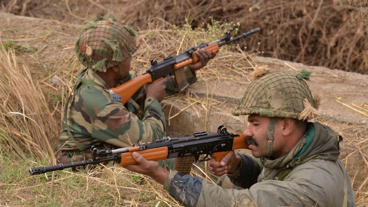 Soldiers take up position on the airforce base