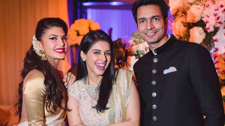 Jacqueline Fernandez with the newly wed couple