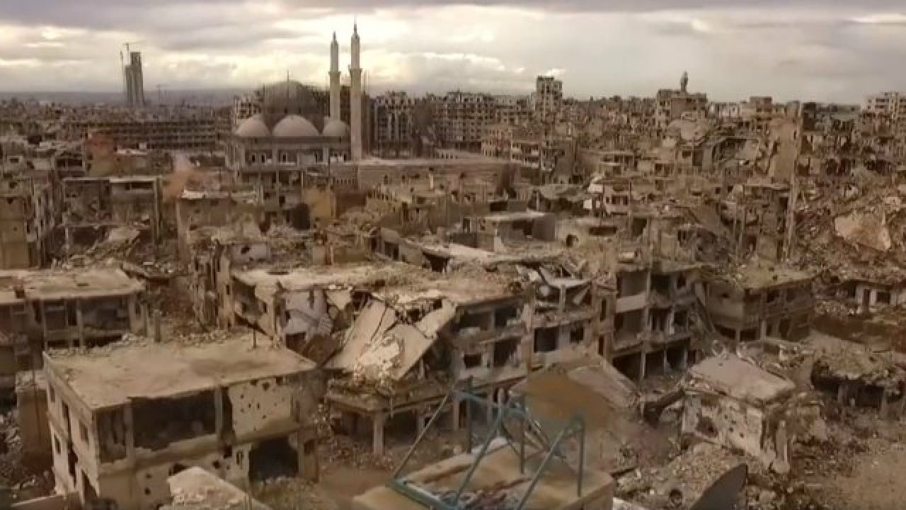 Watch a drone convey the true extent of destruction in Syrian city of Homs