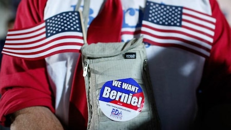 Supporters of  Sanders  wait for results to come in on Primary day
