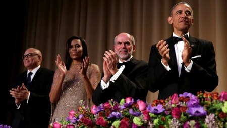Barack Obama with Jerry Seib and Michelle Obama