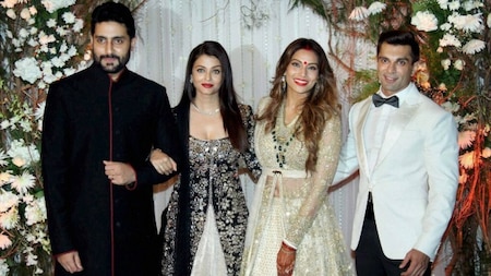 Abhishek and Aishwarya Rai Bachchan with the newlyweds