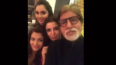 Amitabh Bachchan takes a selfie at the party