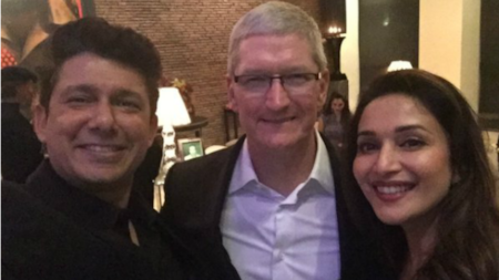 Tim Cook with Madhuri Dixit and her husband