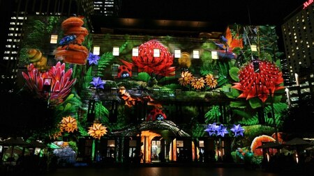 'Enchanted Sydney', an artwork by Spinifex is projected onto Customs House