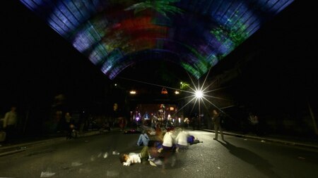 'Life Story' installation projected on the vaulted roof of the Argyle Cut