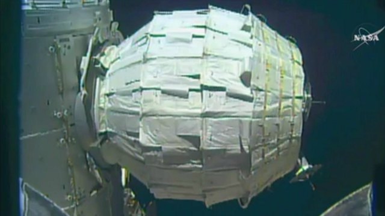 Prototype space station module inflated on NASA's second try