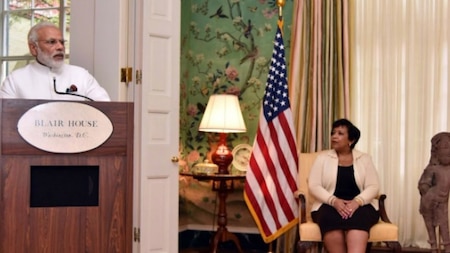 US Attorney General Loretta Lynch and Indian PM Narendra Modi