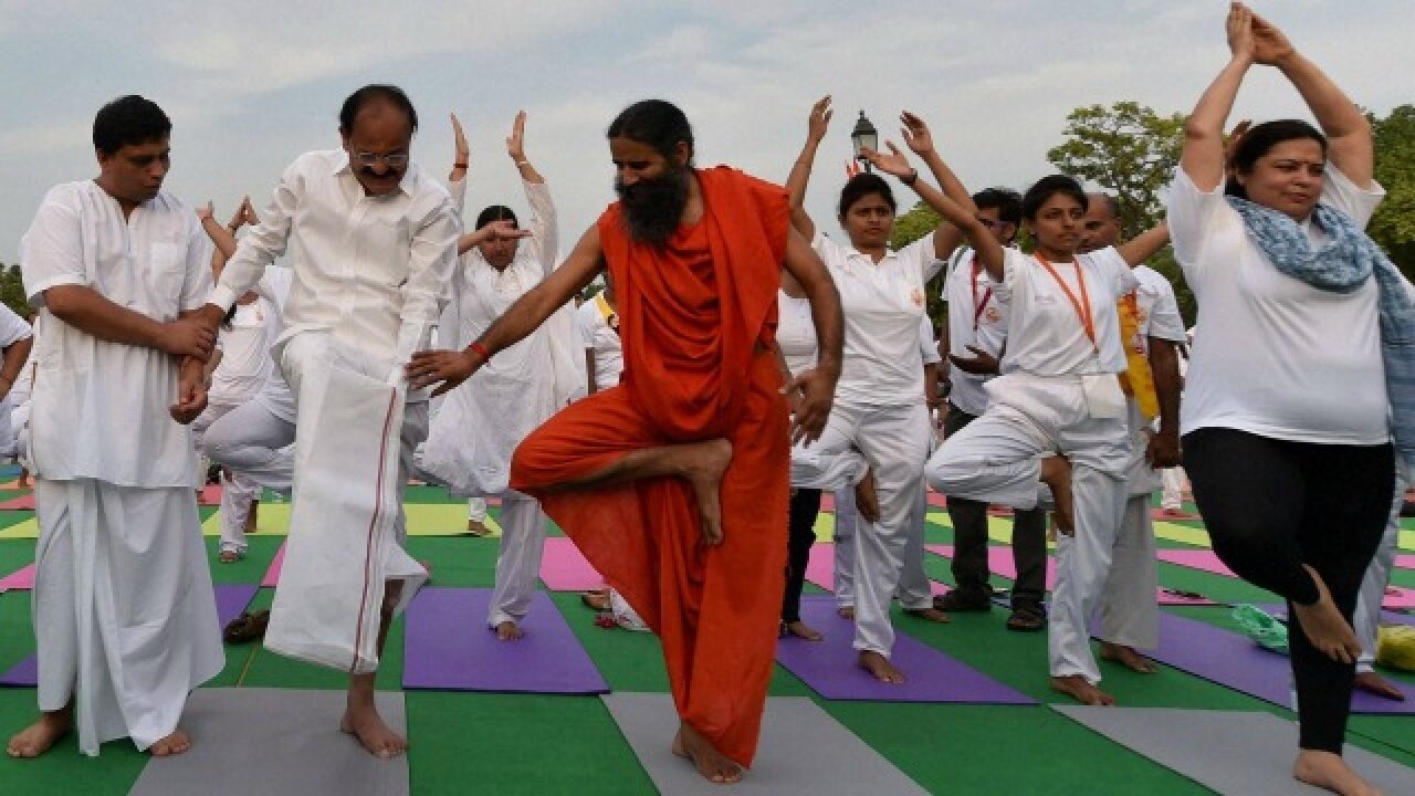 Venkaiah Naidu gets tips from Ramdev