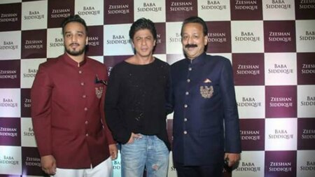 Shah Rukh Khan with Baba Siddiqui and Zeeshan Siddiqui