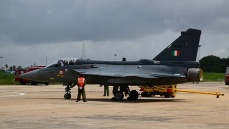 View of LCA Tejas at the induction ceremony