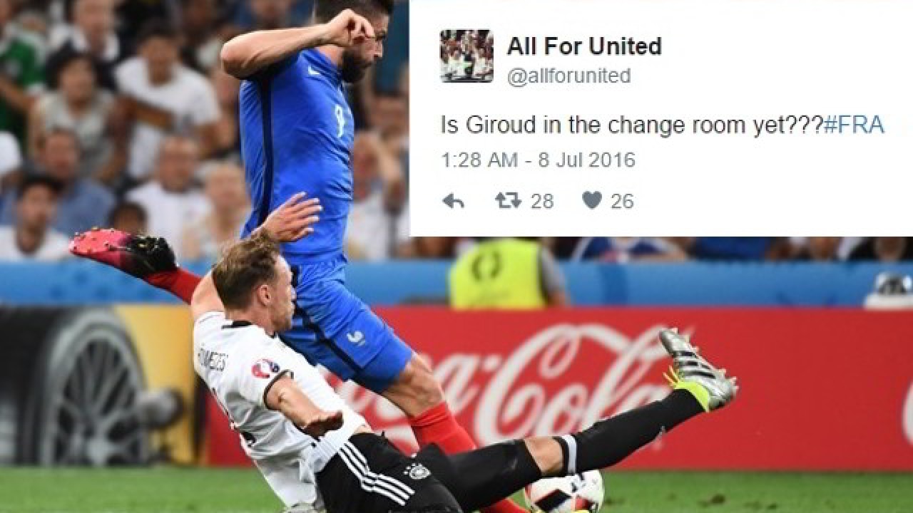 Euro 2016 Germany V S France Olivier Girouds Gets Massively