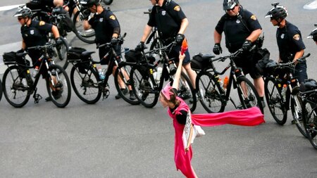 Activist with 'Code Pink' restricted by police
