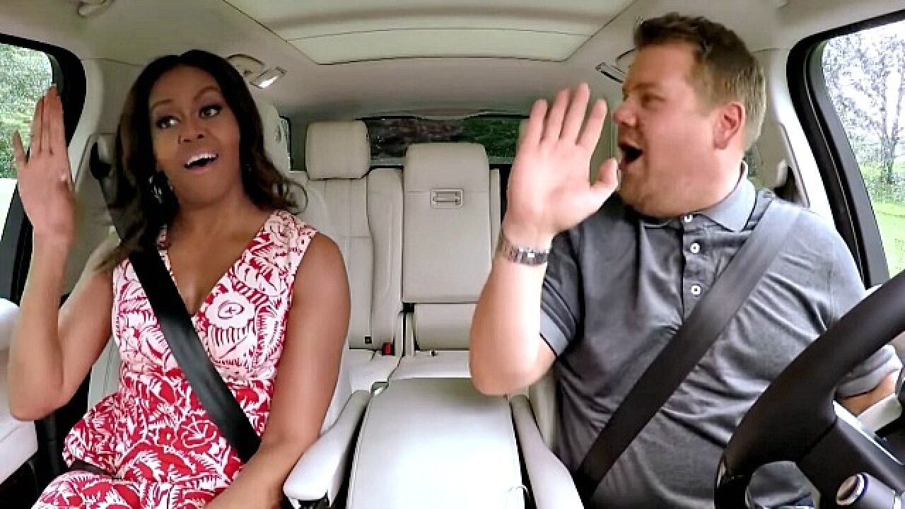 Watch Michelle Obama And James Corden Get A Surprise Visit During Carpool Karaoke Red hot chili peppers' publicity run for their upcoming album the getaway took them to james corden's famed carpool karaoke segment last night. dna india