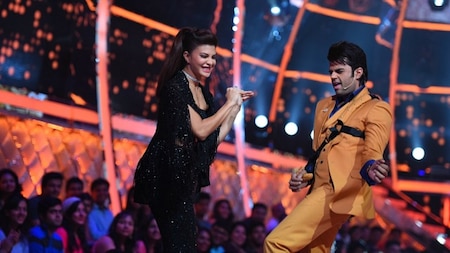 Jacqueline performing the Naagin Dance on-stage