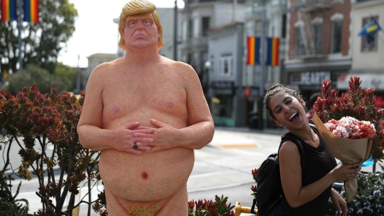 nude statues of Donald Trump