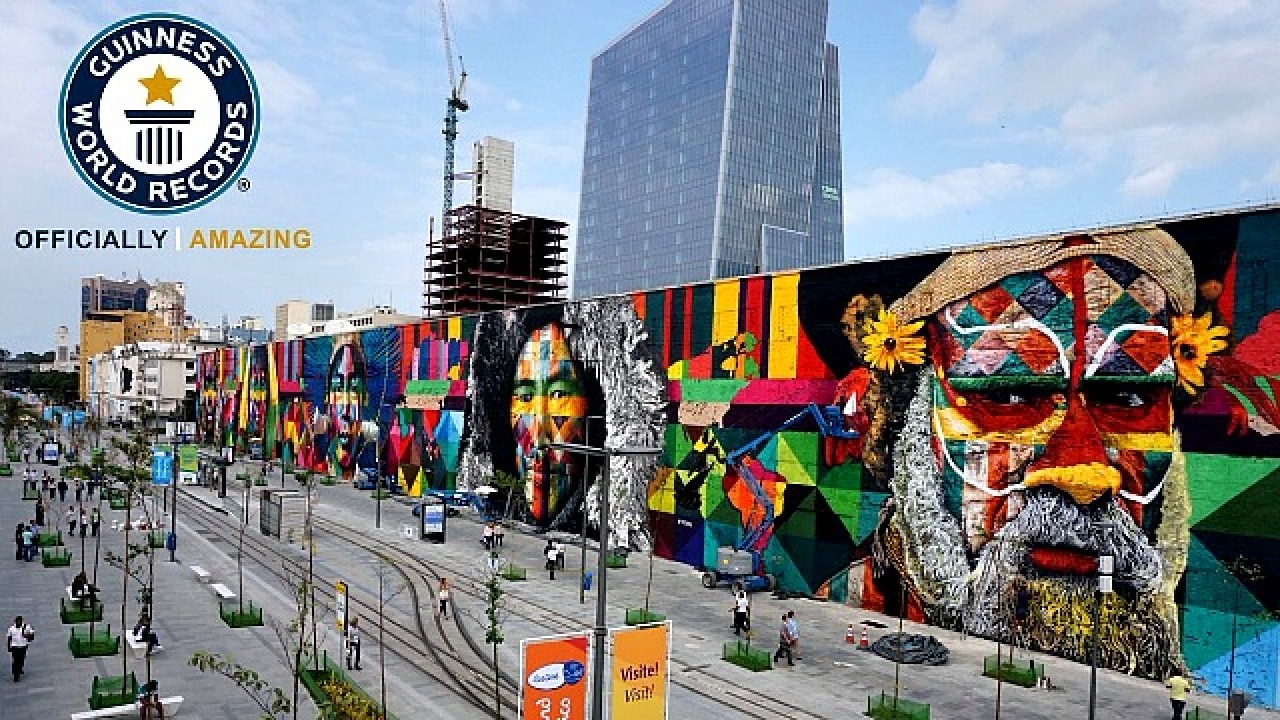 This incredible 560ft spray paint mural in Brazil's Olympic Boulevard