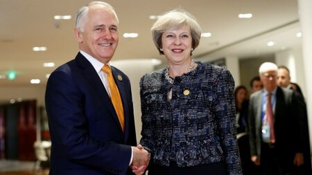 Malcolm Turnbull with Theresa May