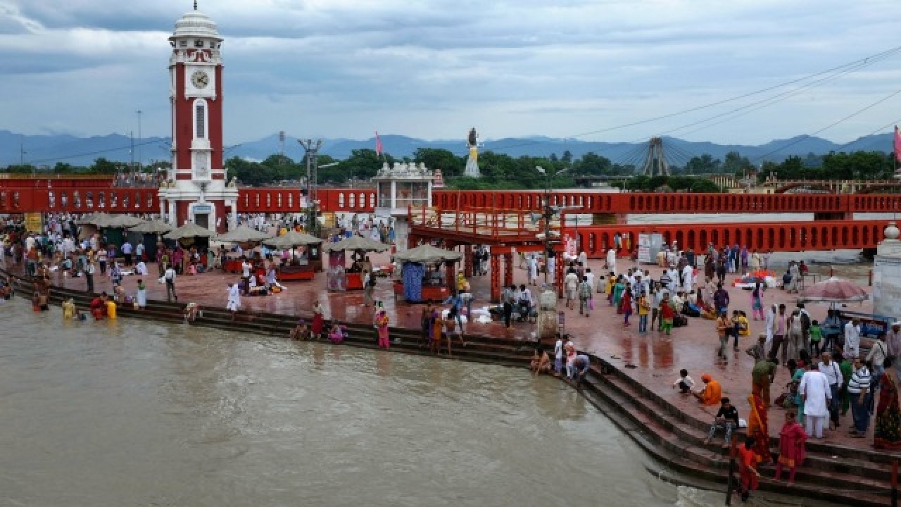 Ghats by the river Ganga in Haridwar. 