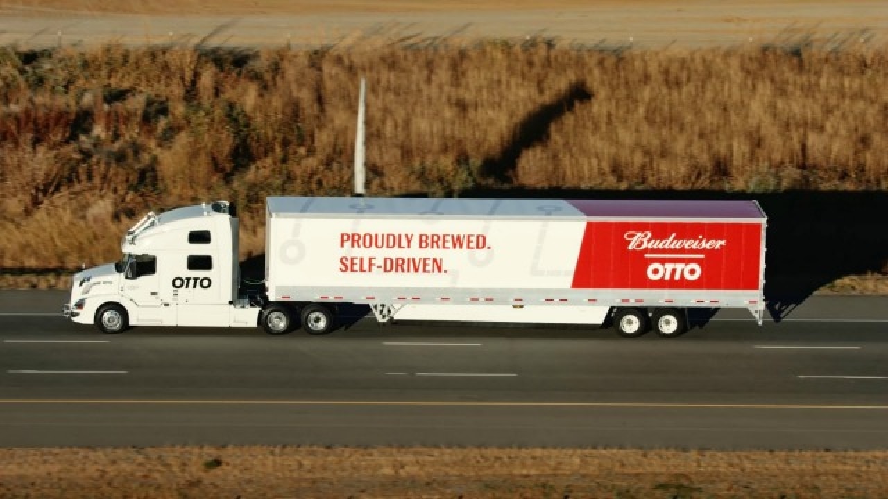 Watch Selfdriving truck from Uber's Otto makes beer delivery