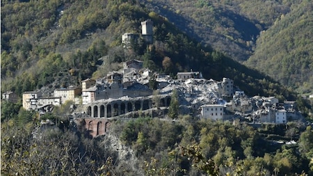 Aerial view of Arquata del Tronto