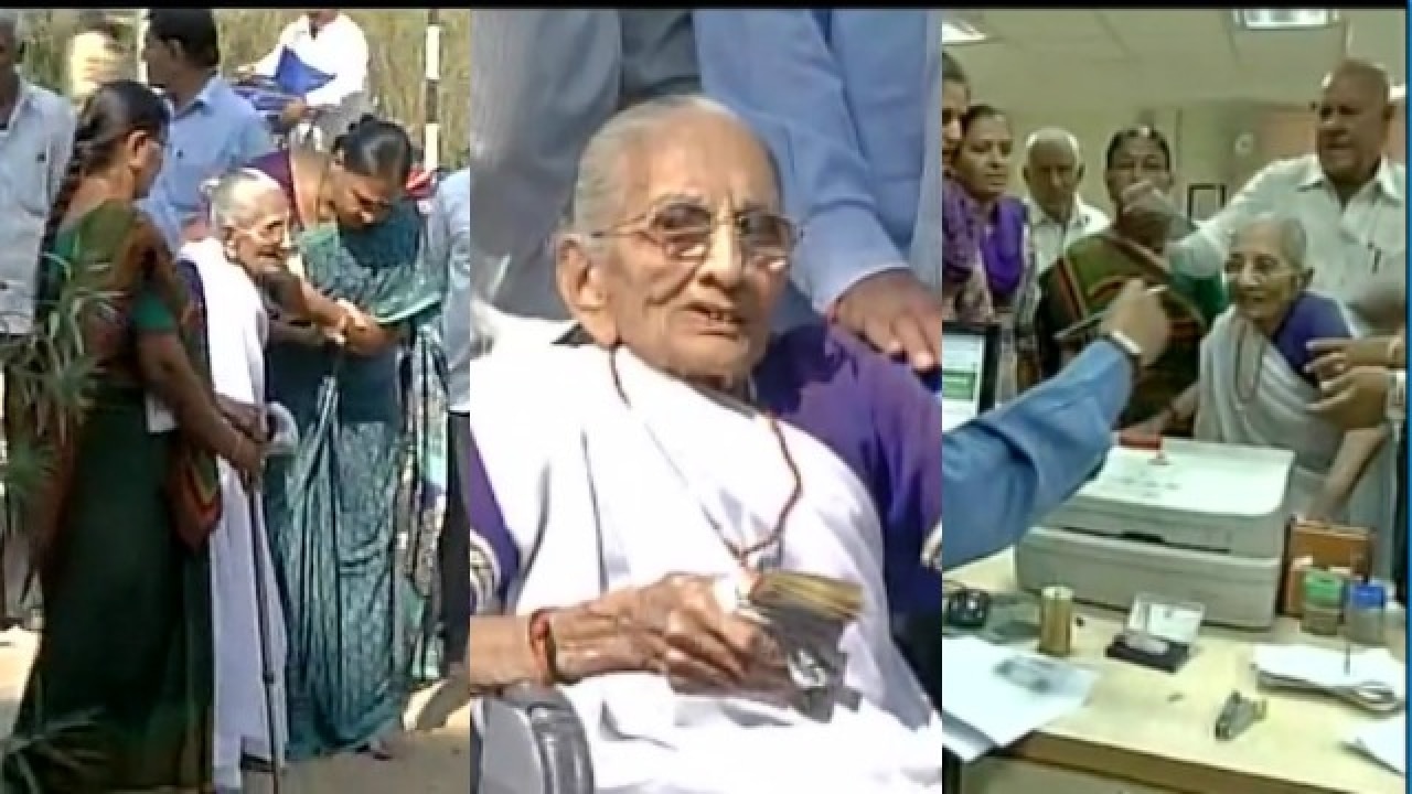 Demonetization Pm Modi S Mother Walks To Bank To Exchange Old Currency Notes