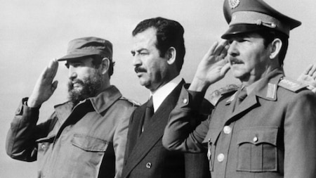Cuban President Fidel Castro with Iraqi VP Saddam Hussein in 1979